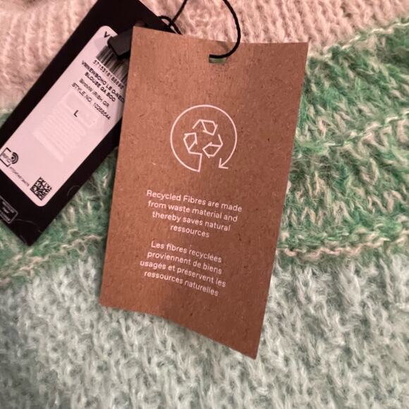 Vero Moda Boho O-Neck Sweater Relaxed Crew Neck Size L Cozy Striped Open Crochet - Picture 8 of 10